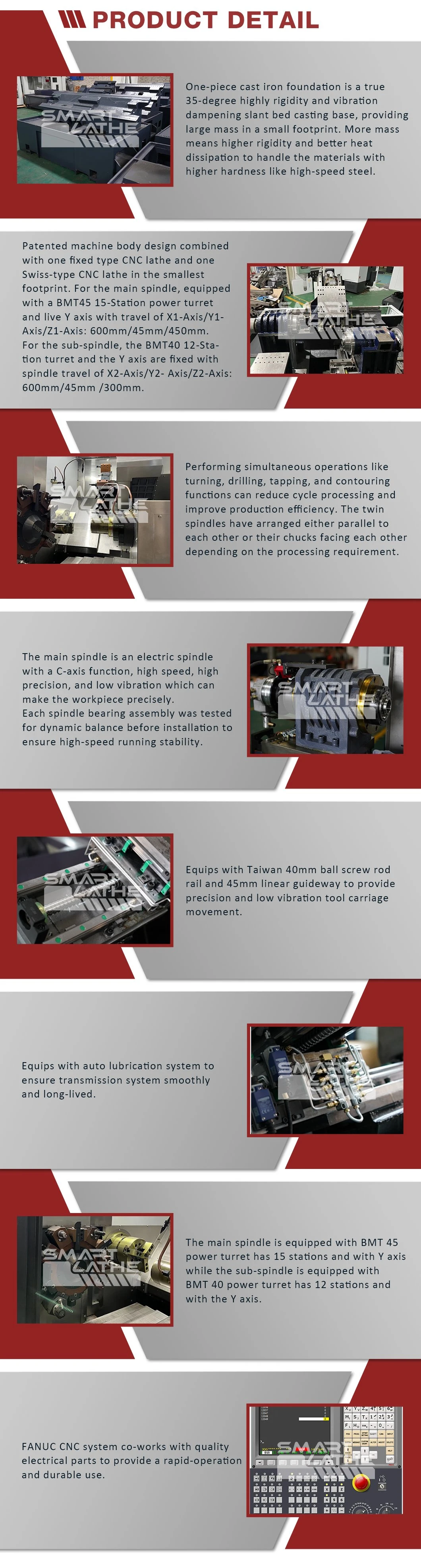 Fanuc Controller Hydraulic Collet 5000 Rpm Dual-Spindle Dual-Turret CNC Lathe Machine (DS-5246DT)